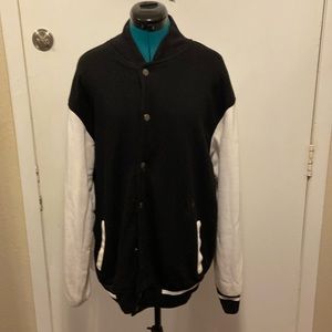 Mens Vintage Varsity style Jacket by "Courage" XL Black @ White snaps closure